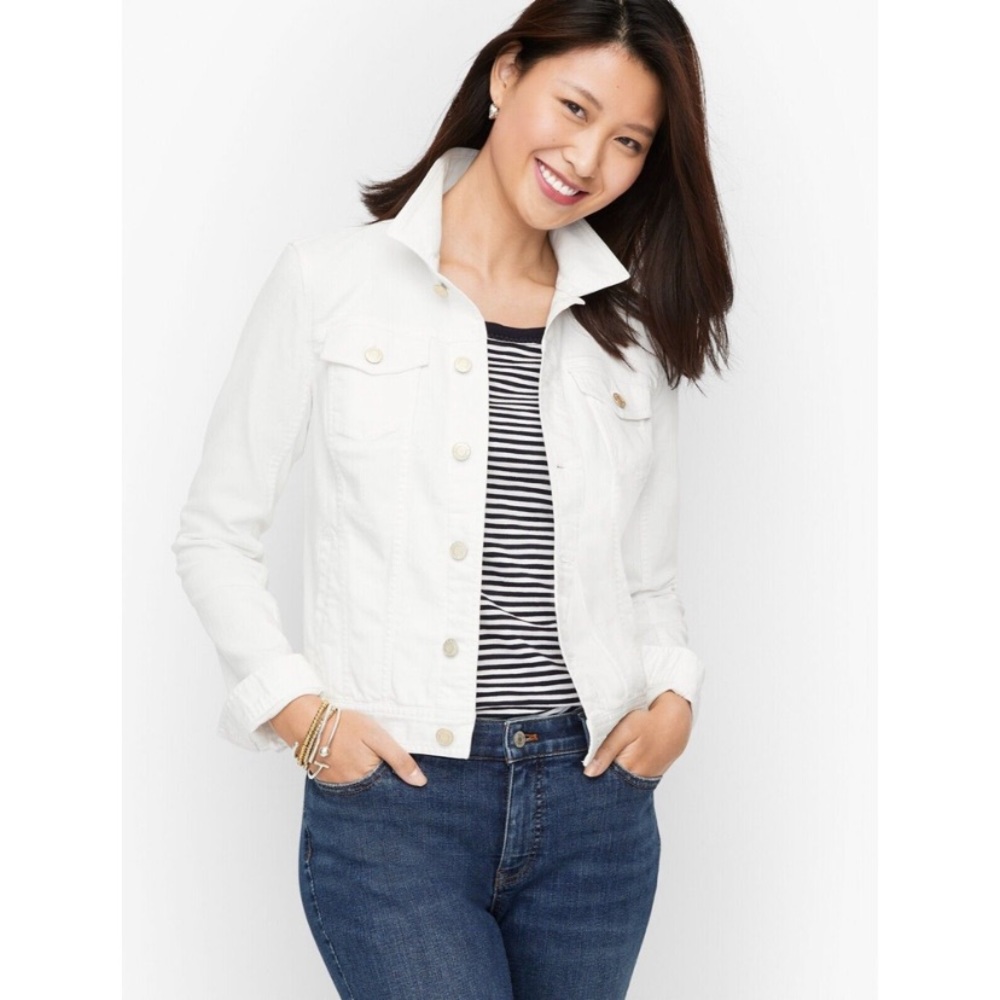TALBOTS Classic Jean Jacket White Size Large Casual